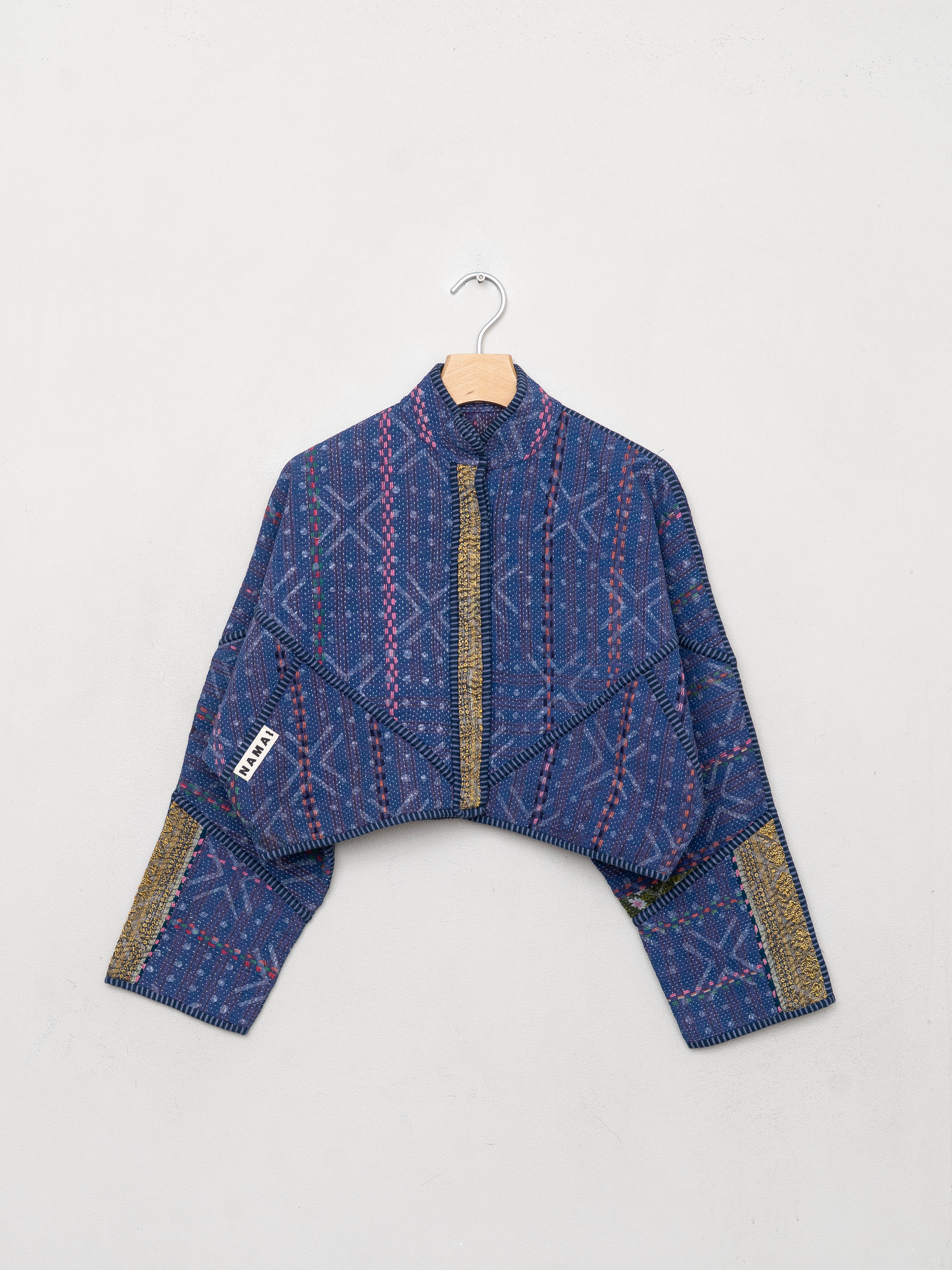 The Kaira Cropped Quilted Indigo Kantha Jacket Wholesale