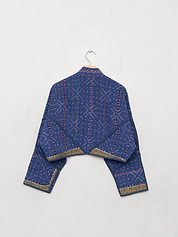 The Kaira Cropped Quilted Indigo Kantha Jacket Wholesale