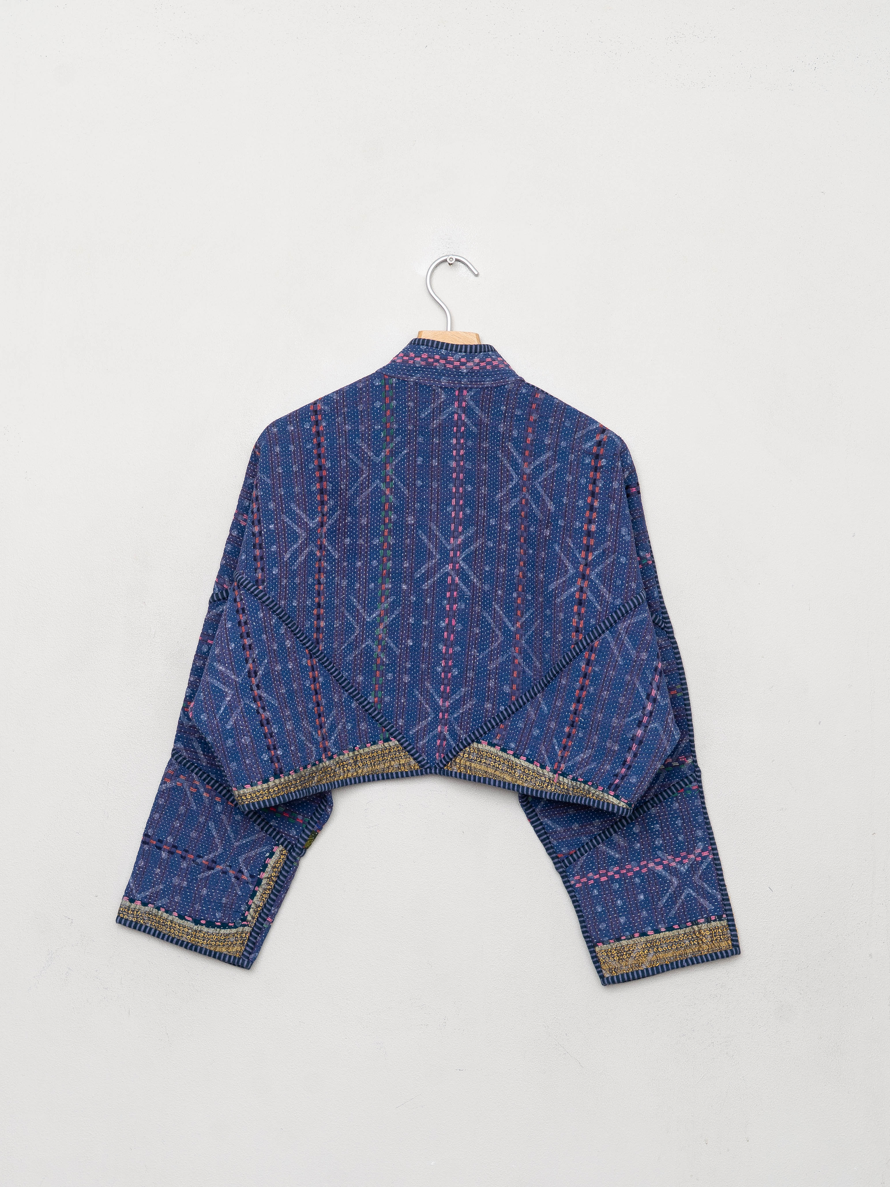 The Kaira Cropped Quilted Indigo Kantha Jacket Wholesale
