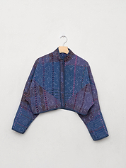 The Kaira Cropped Quilted Indigo Kantha Jacket Wholesale