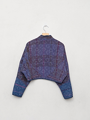 The Kaira Cropped Quilted Indigo Kantha Jacket Wholesale