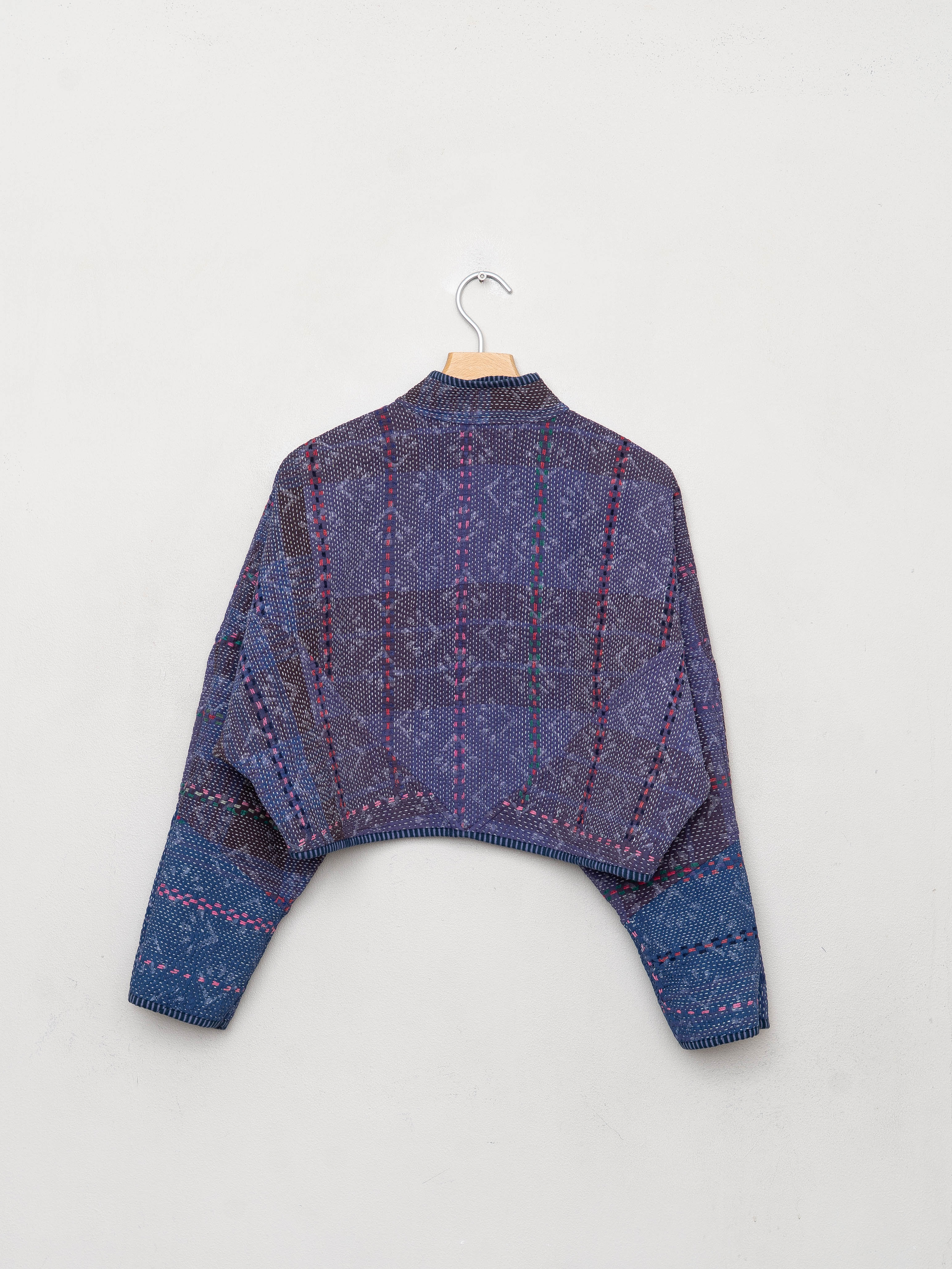 The Kaira Cropped Quilted Indigo Kantha Jacket Wholesale