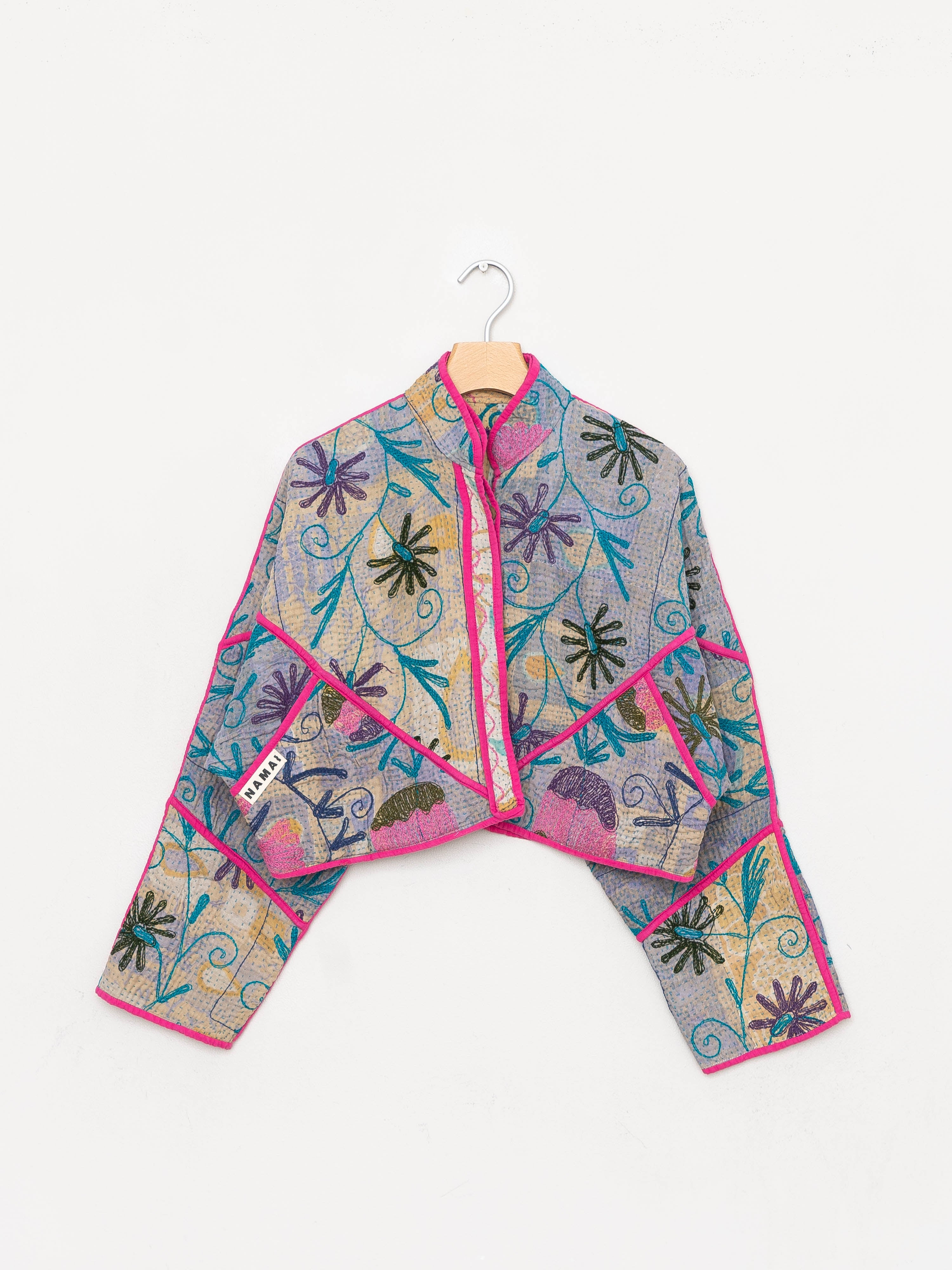 The Kaira Cropped Suzani Quilted Kantha Jacket