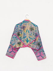 The Kaira Cropped Suzani Quilted Kantha Jacket