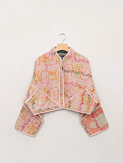 The Kaira Cropped Quilted Patchwork Kantha Jacket