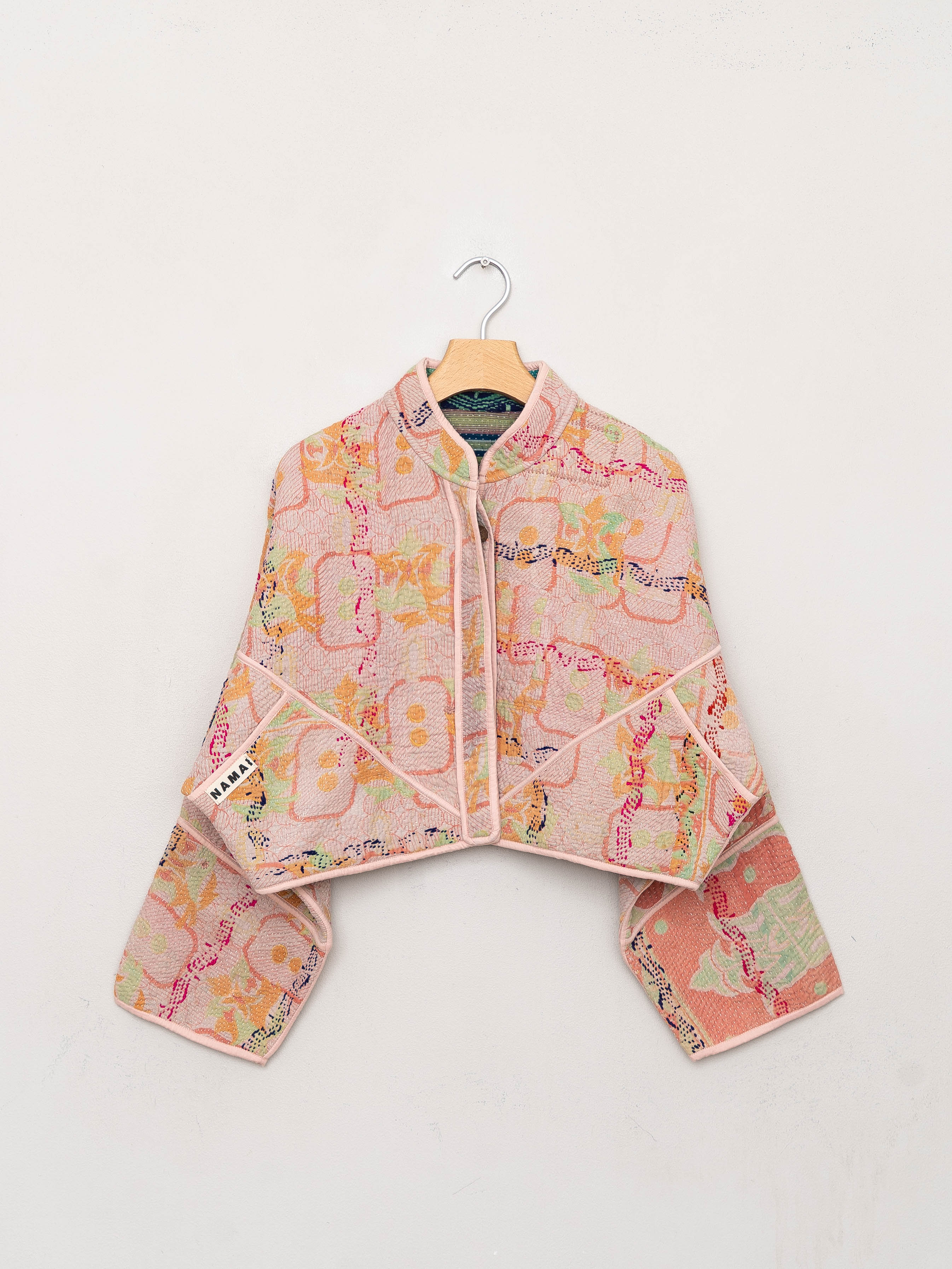 The Kaira Cropped Quilted Patchwork Kantha Jacket