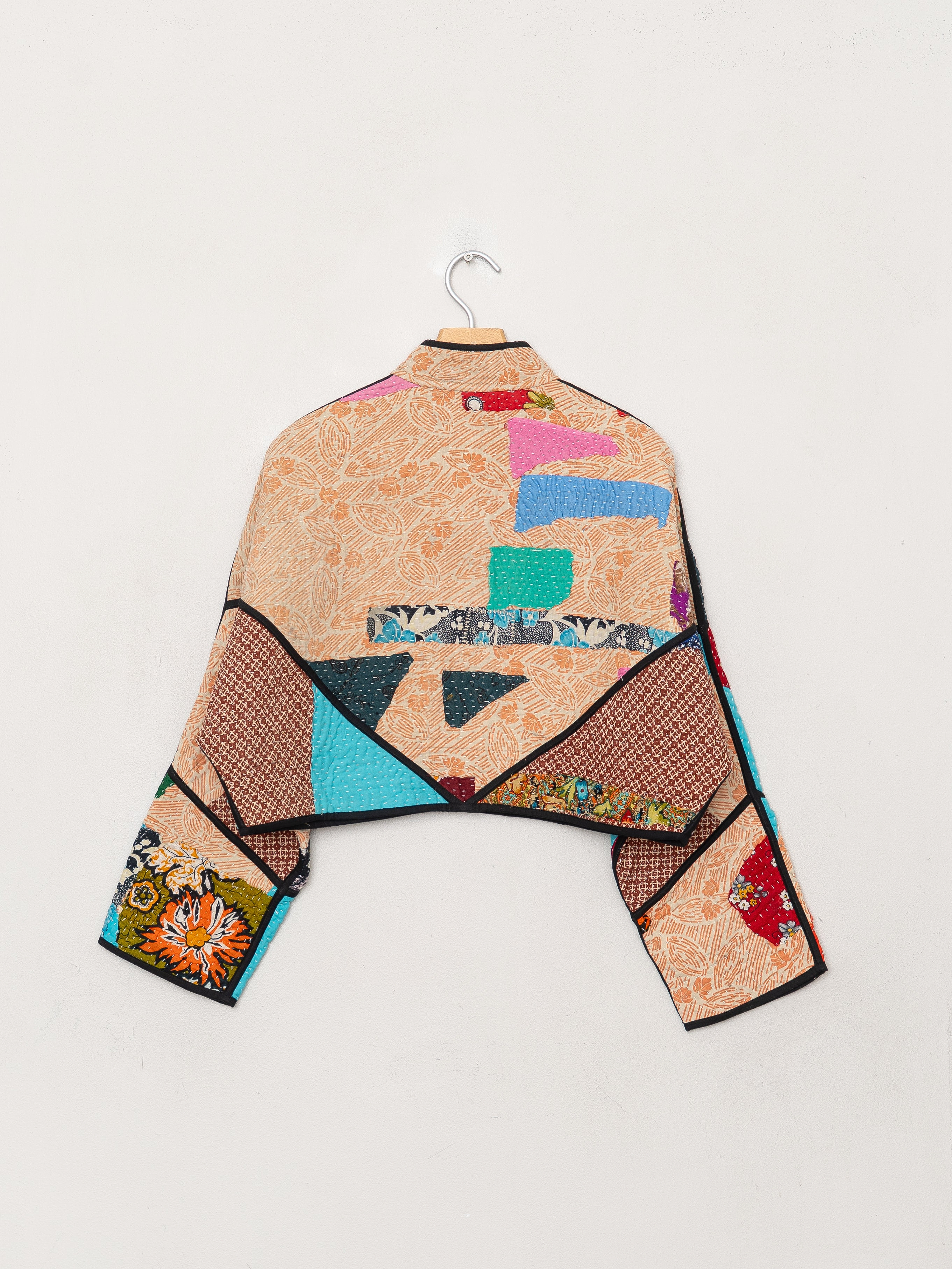 The Kaira Cropped Quilted Patchwork Kantha Jacket