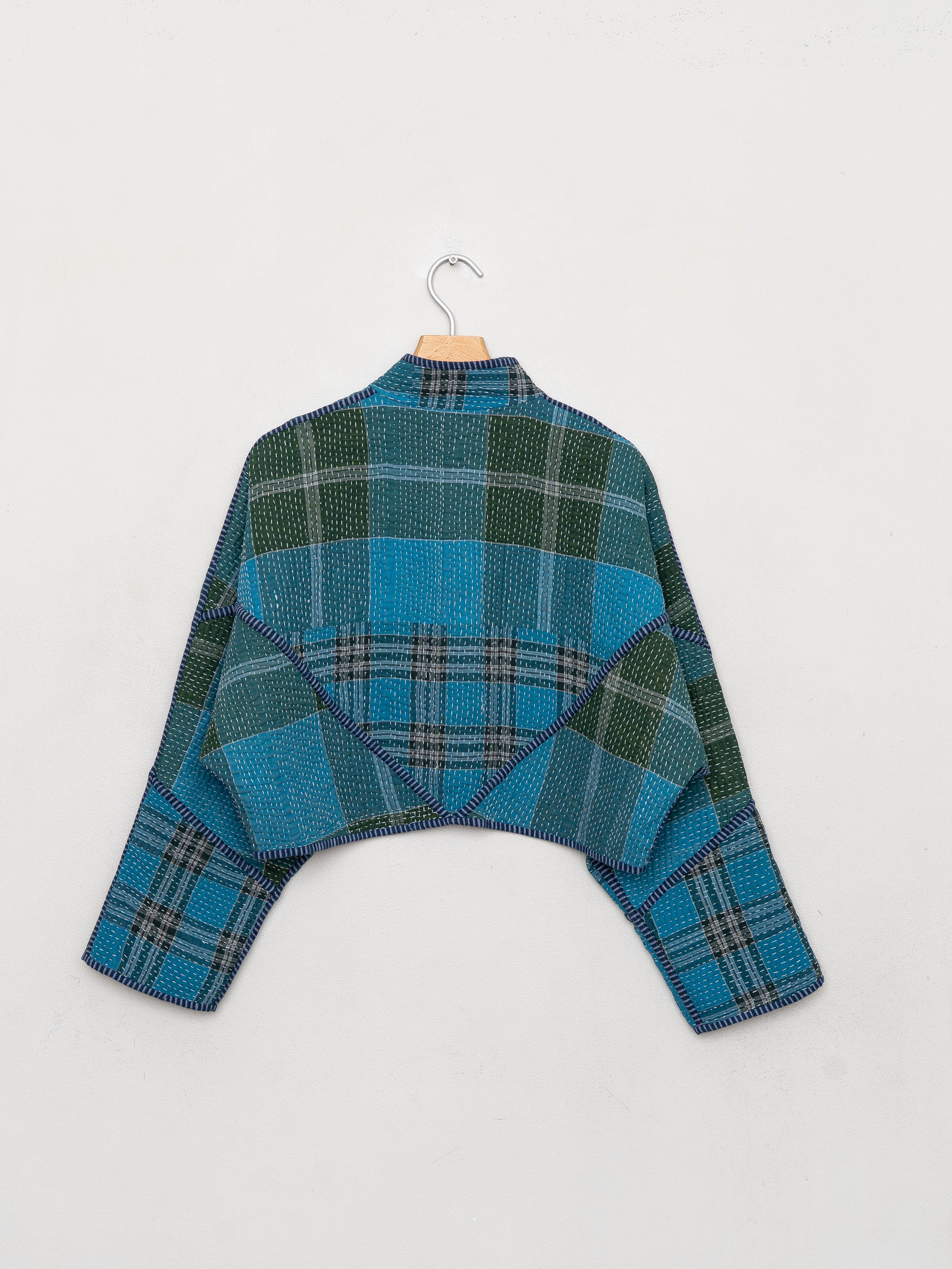 The Kaira Cropped Quilted Patchwork Kantha Jacket
