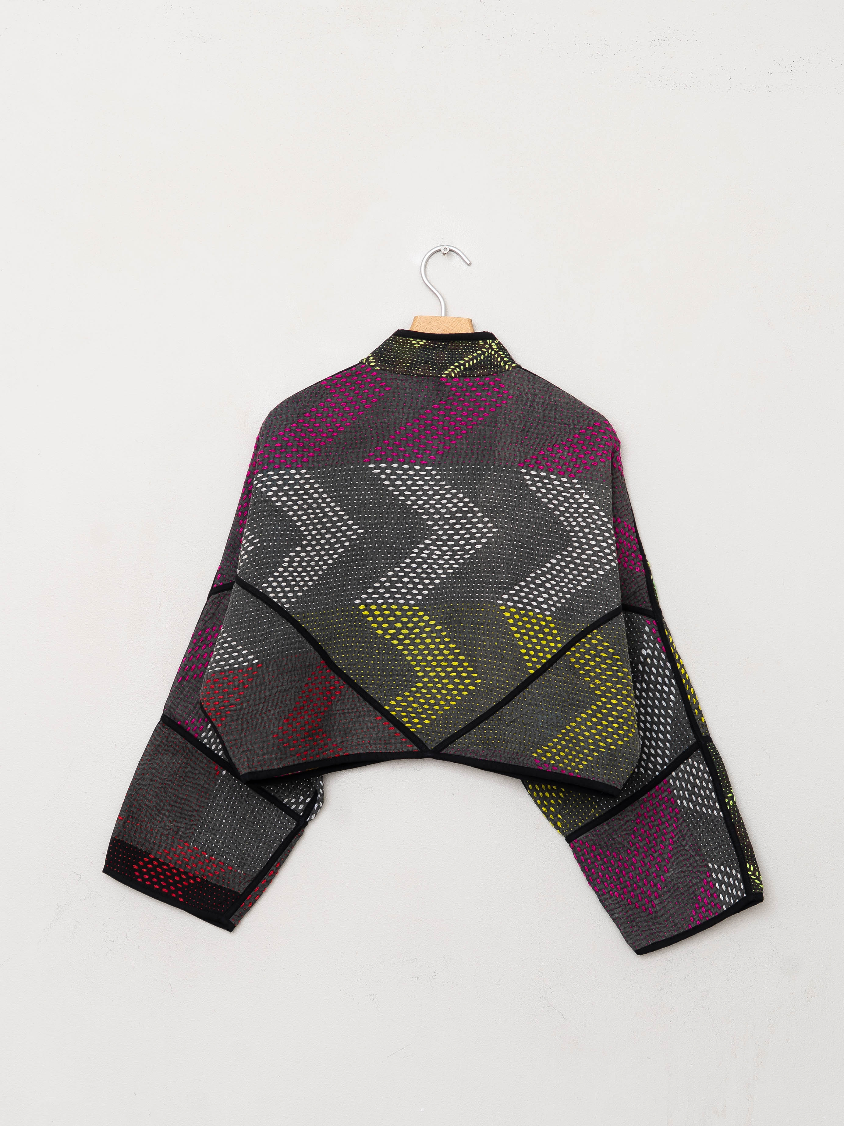 The Kaira Cropped Quilted Patchwork Kantha Jacket