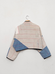 The Kaira Cropped Quilted Patchwork Kantha Jacket