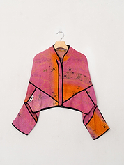 The Kaira Cropped Quilted Patchwork Kantha Jacket