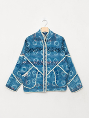 The Ladhiya Petite Quilted Indigo Kantha Jacket