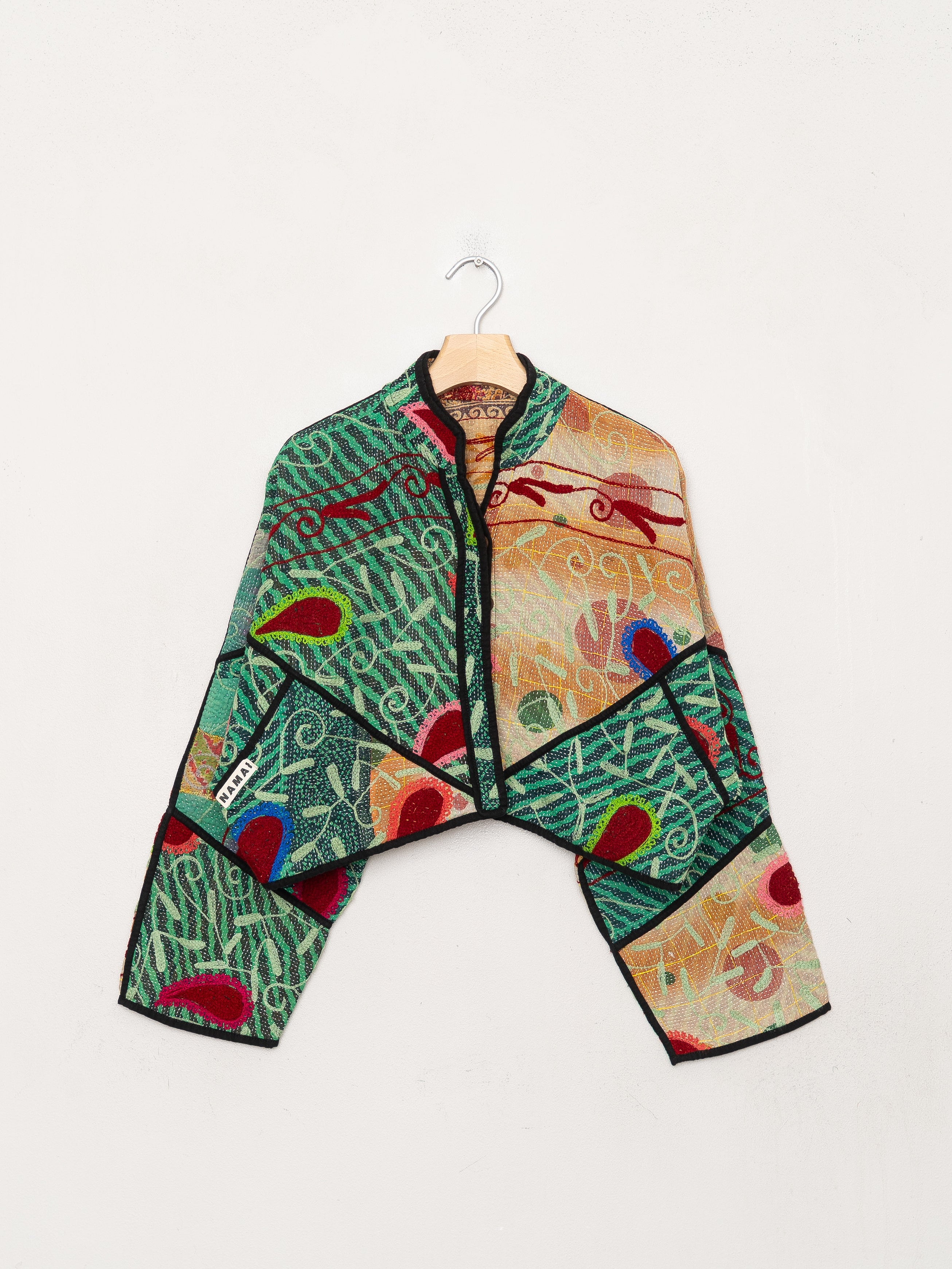 The Kaira Cropped Suzani Quilted Kantha Jacket