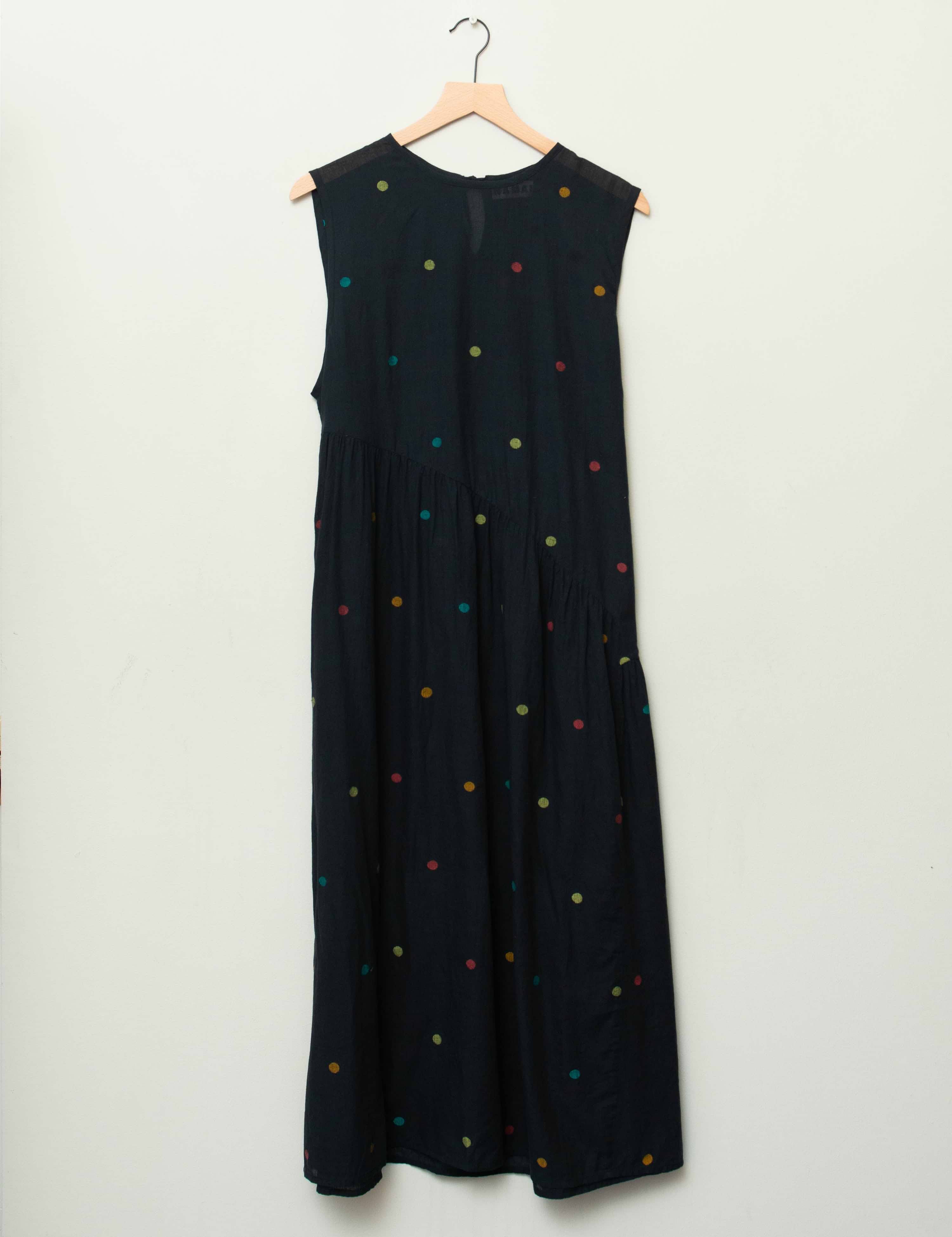 The Anan Gathered Dress ~ Black Jamdhani