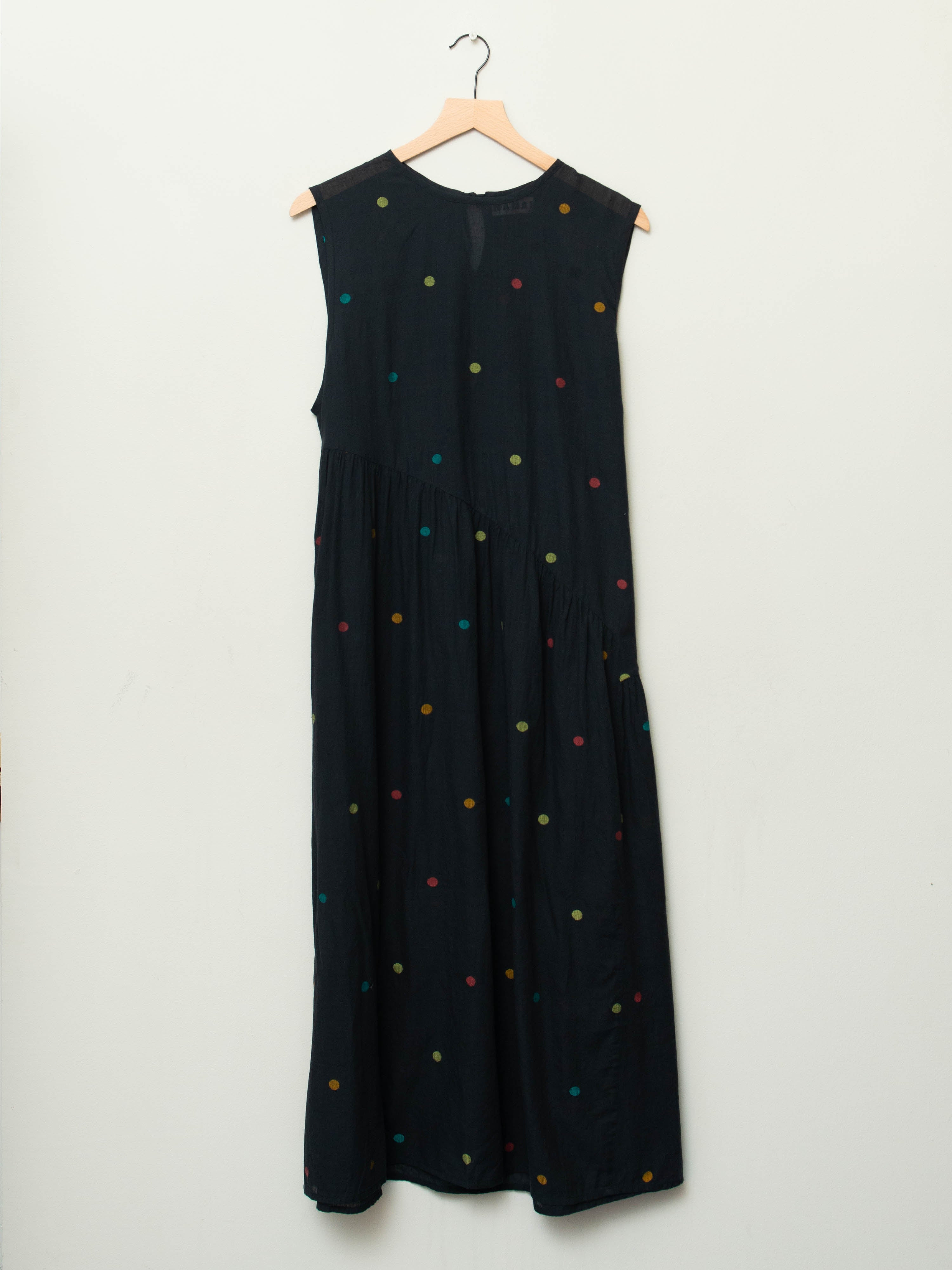 The Anan Gathered Dress ~ Black Jamdhani