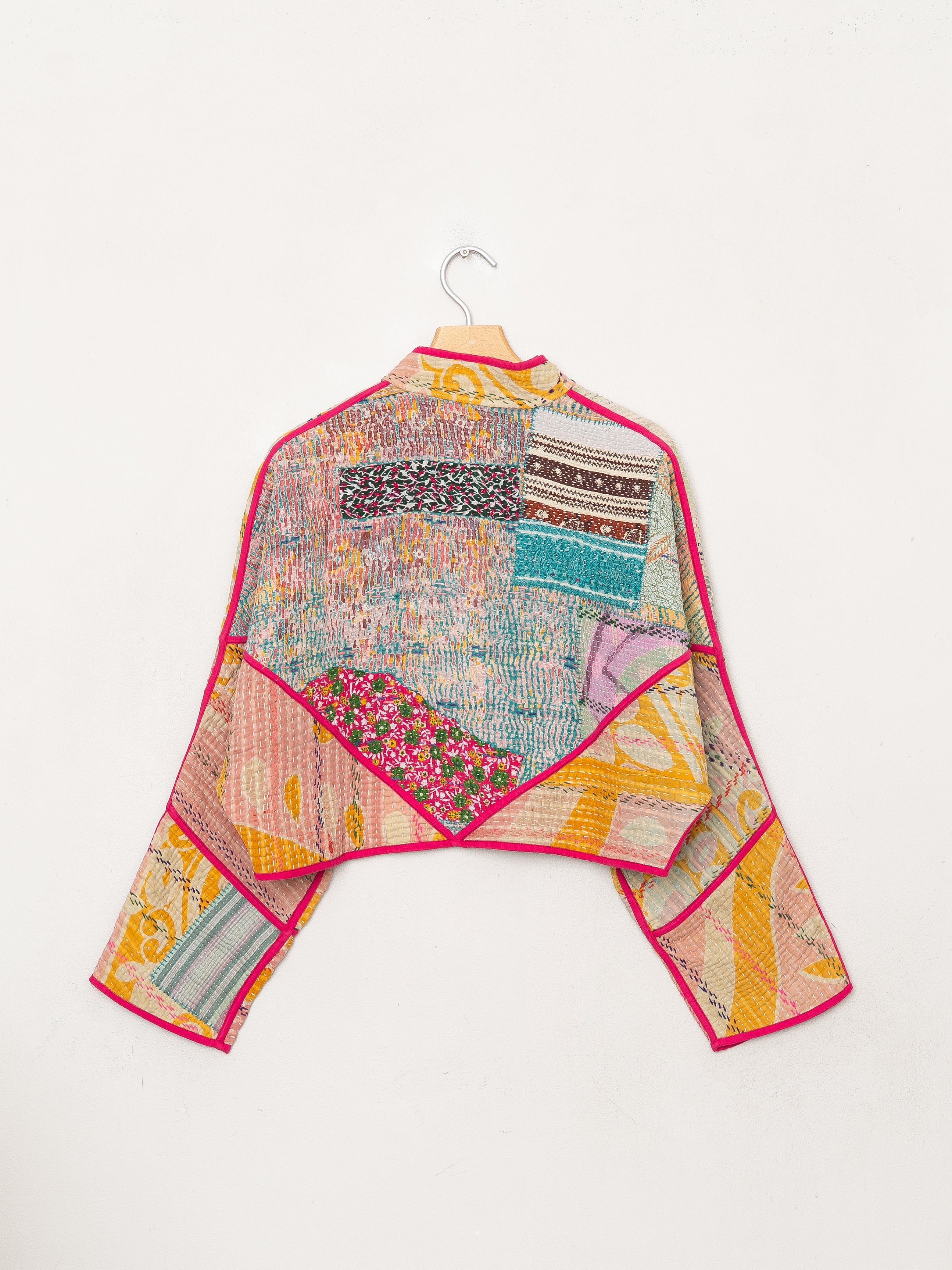 The Kaira Cropped Quilted Patchwork Kantha Jacket