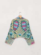 The Kaira Cropped Suzani Quilted Kantha Jacket