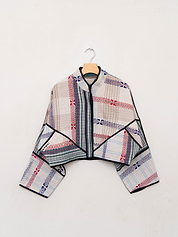 The Kaira Cropped Quilted Patchwork Kantha Jacket
