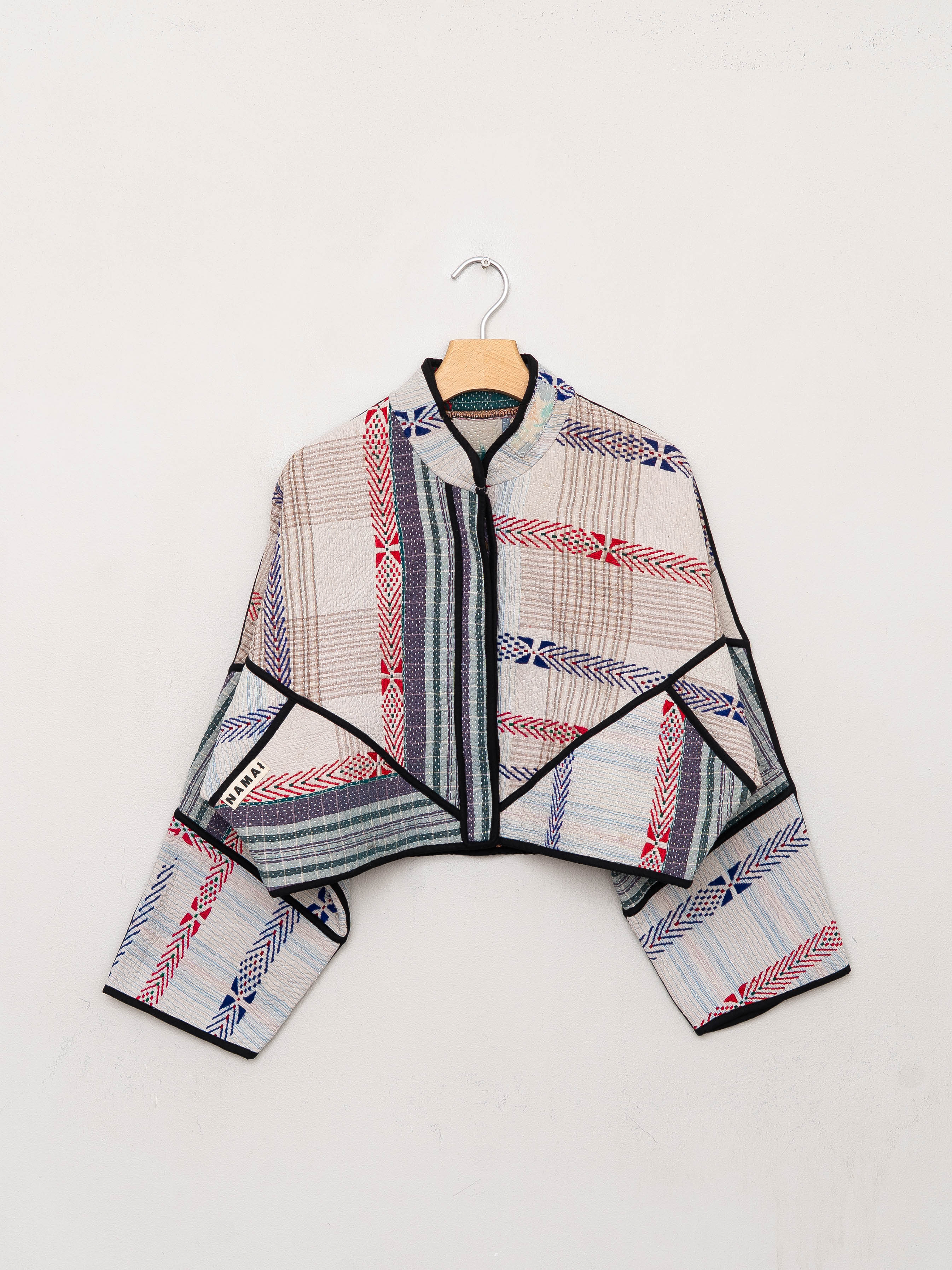 The Kaira Cropped Quilted Patchwork Kantha Jacket