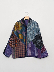 The Ladhiya Quilted Indigo Kantha Jacket
