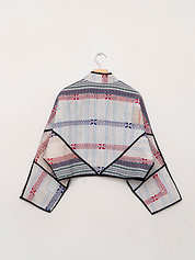 The Kaira Cropped Quilted Patchwork Kantha Jacket