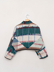 The Kaira Cropped Quilted Patchwork Kantha Jacket