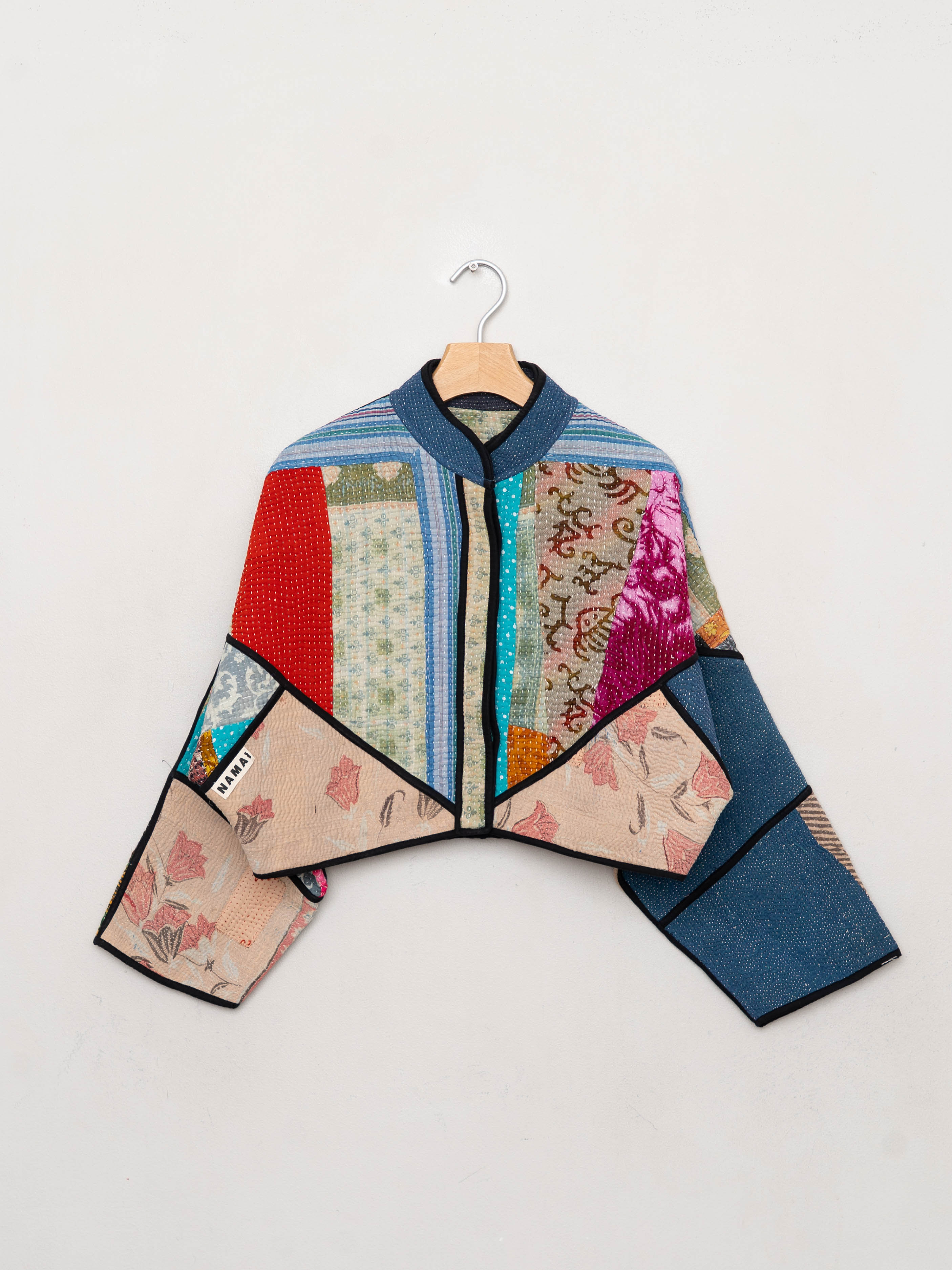 The Kaira Cropped Quilted Patchwork Kantha Jacket