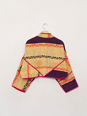 The Kaira Cropped Quilted Patchwork Kantha Jacket
