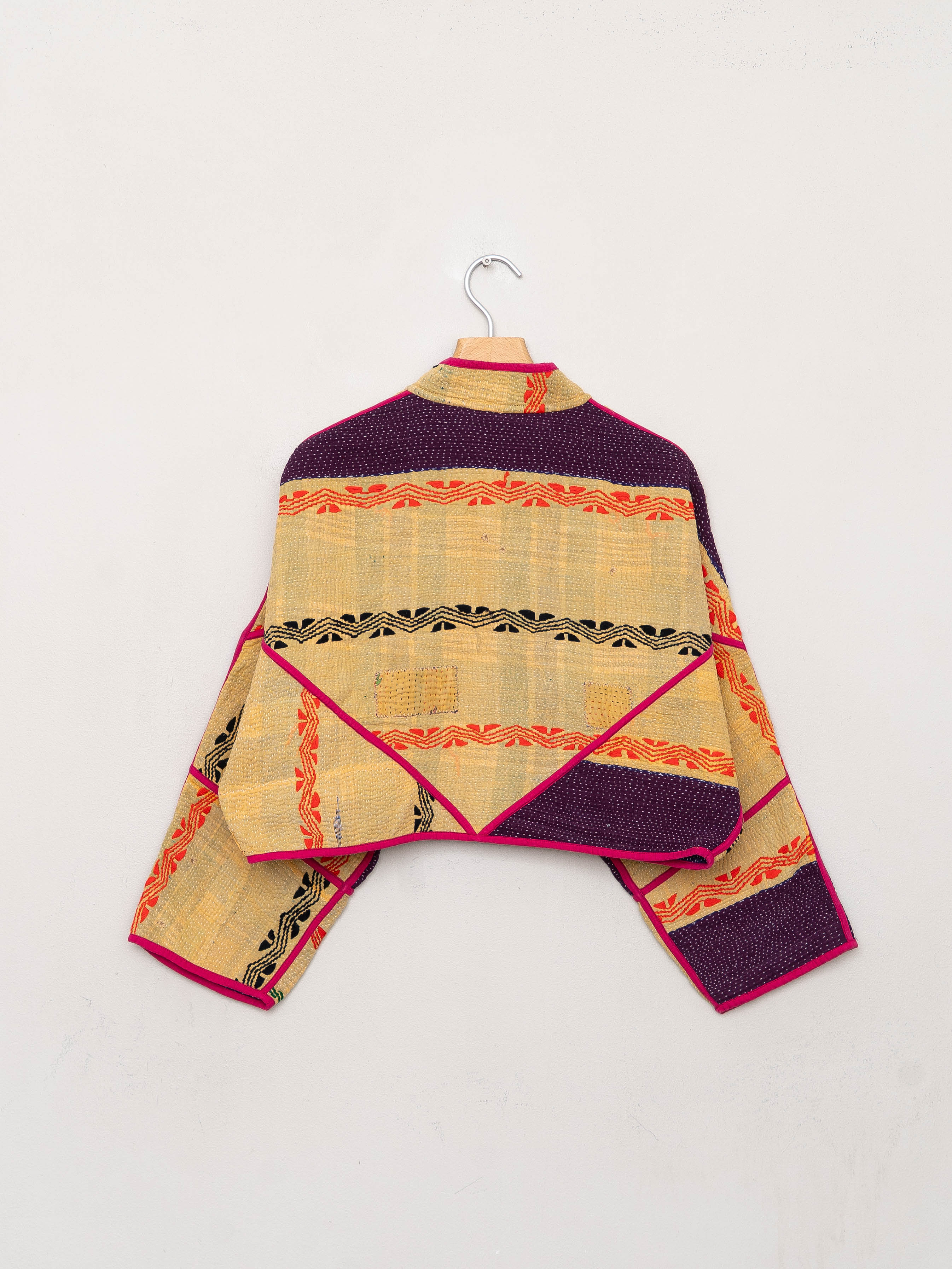 The Kaira Cropped Quilted Patchwork Kantha Jacket