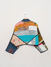 The Kaira Cropped Quilted Patchwork Kantha Jacket