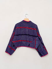 The Kaira Cropped Quilted Patchwork Kantha Jacket