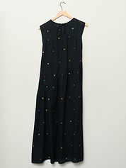The Anan Gathered Dress ~ Black Jamdhani