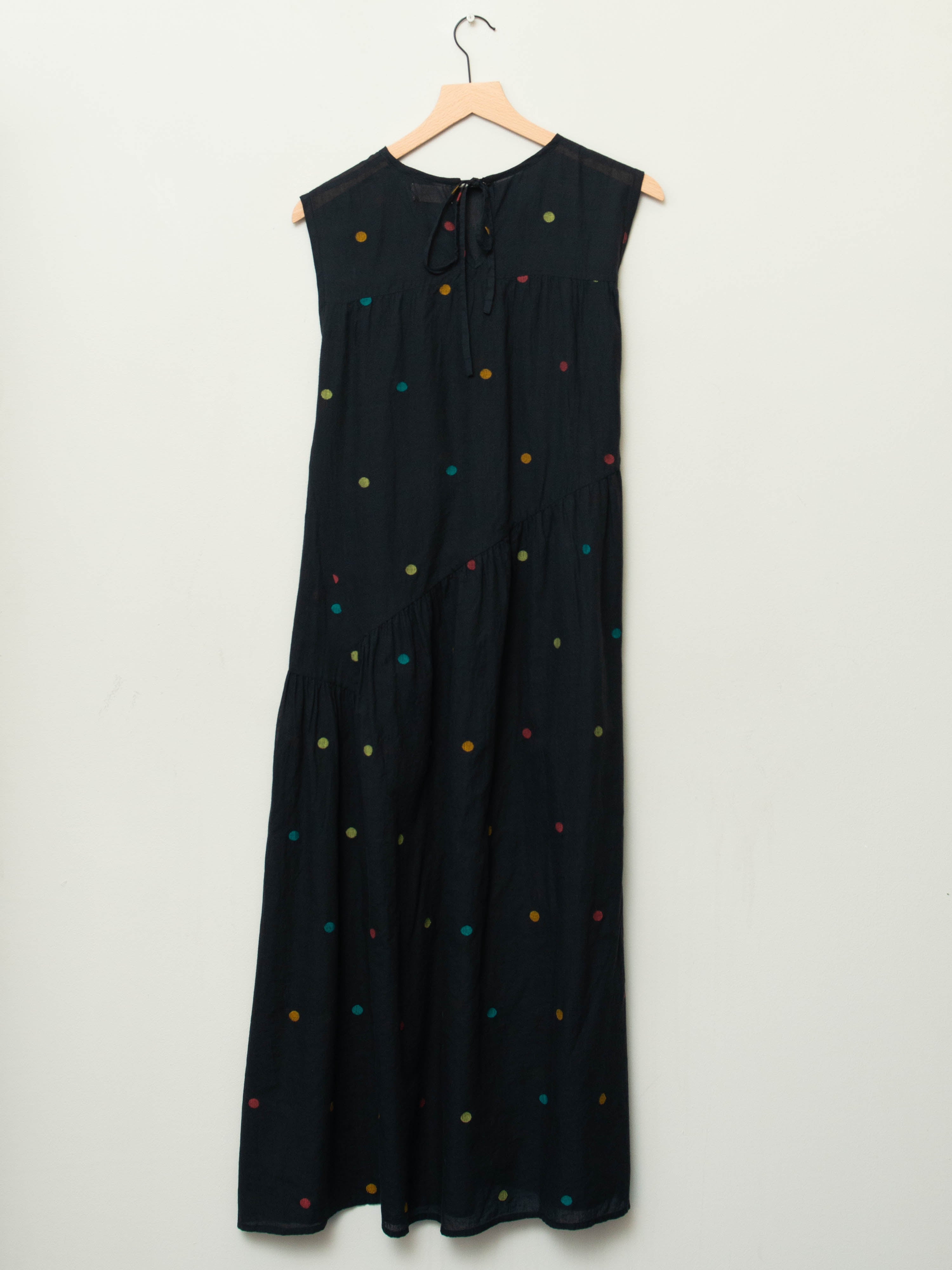 The Anan Gathered Dress ~ Black Jamdhani
