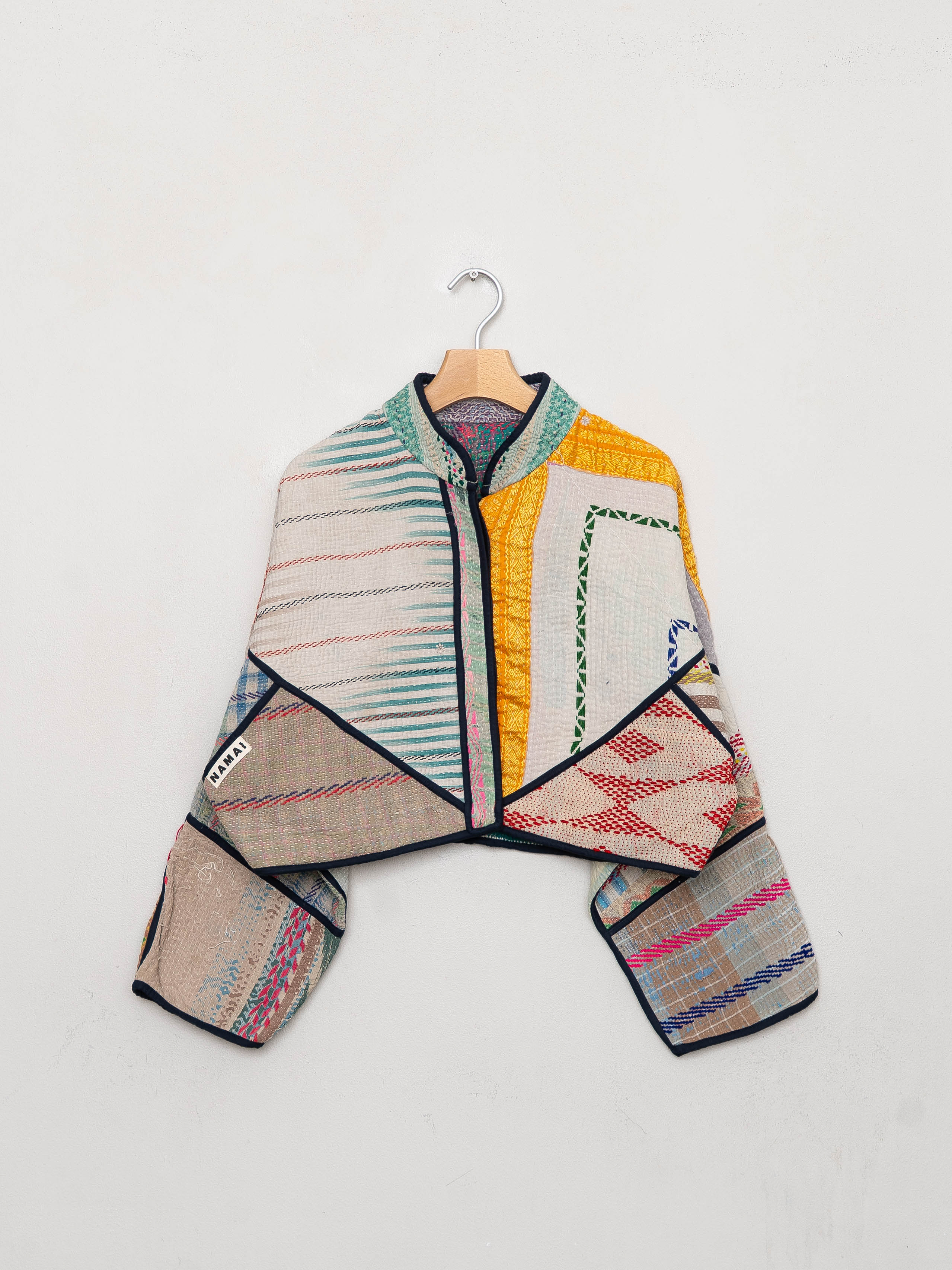 The Kaira Cropped Quilted Patchwork Kantha Jacket