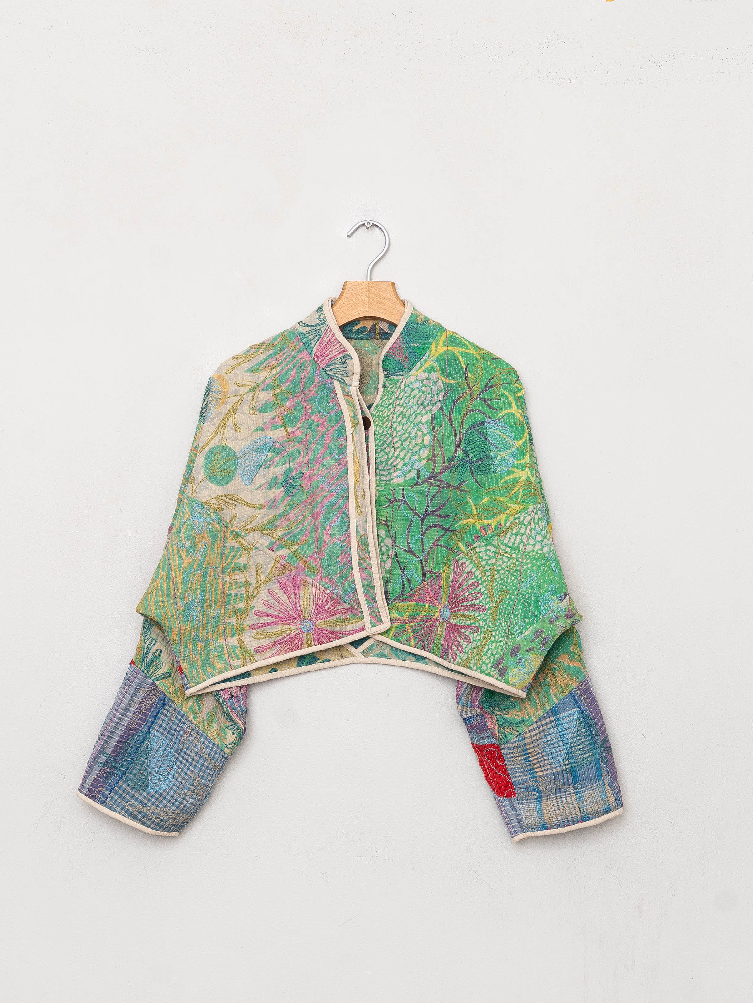 The Kaira Cropped Suzani Quilted Kantha Jacket