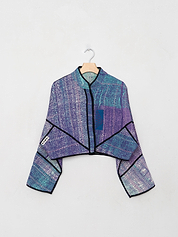 The Kaira Cropped Quilted Patchwork Kantha Jacket