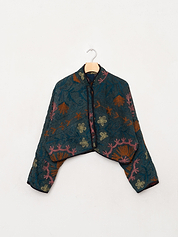 The Kaira Cropped Suzani Quilted Kantha Jacket