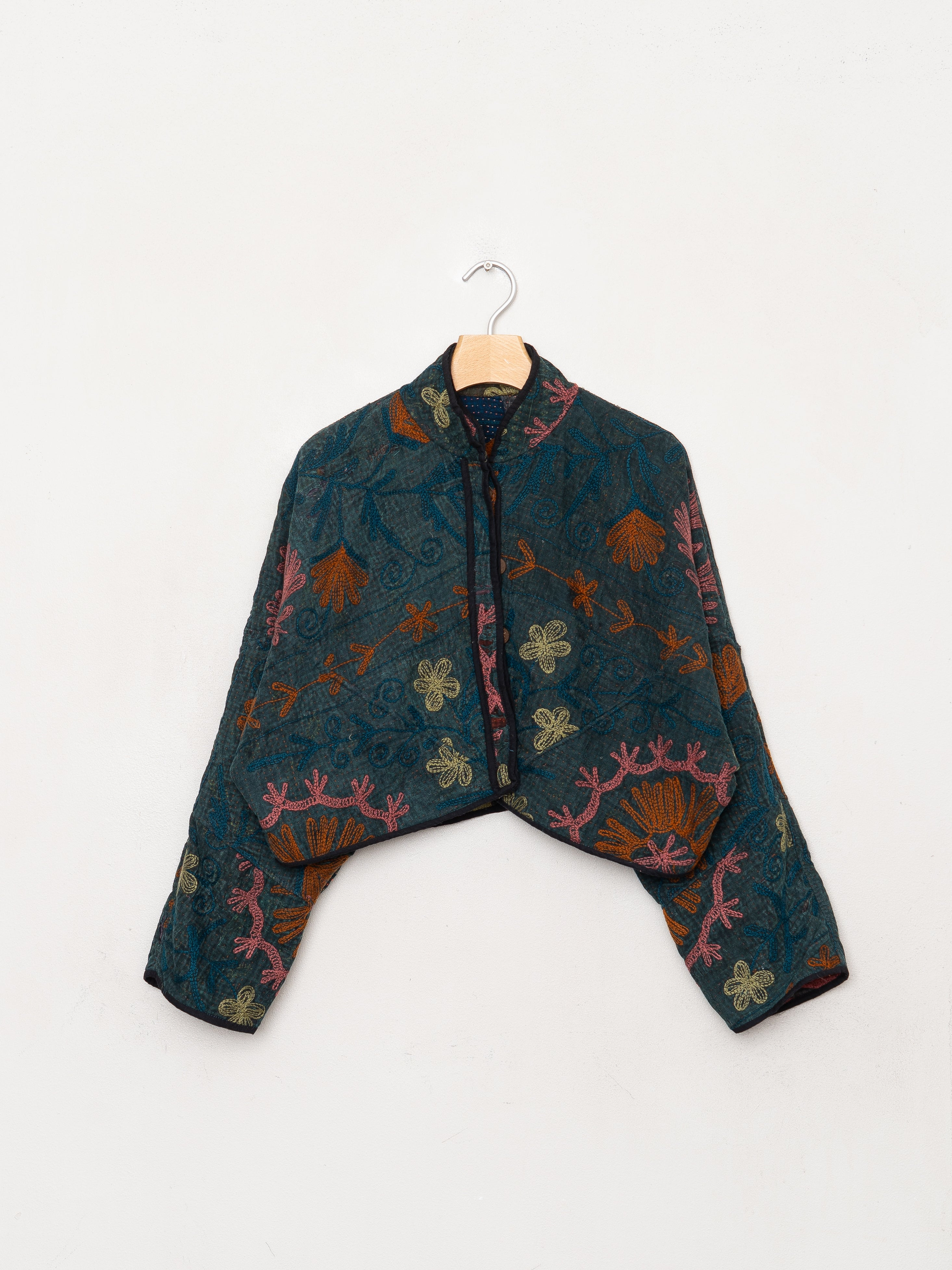 The Kaira Cropped Suzani Quilted Kantha Jacket