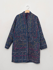 The Sai Quilted Indigo Kantha Coat
