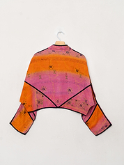 The Kaira Cropped Quilted Patchwork Kantha Jacket