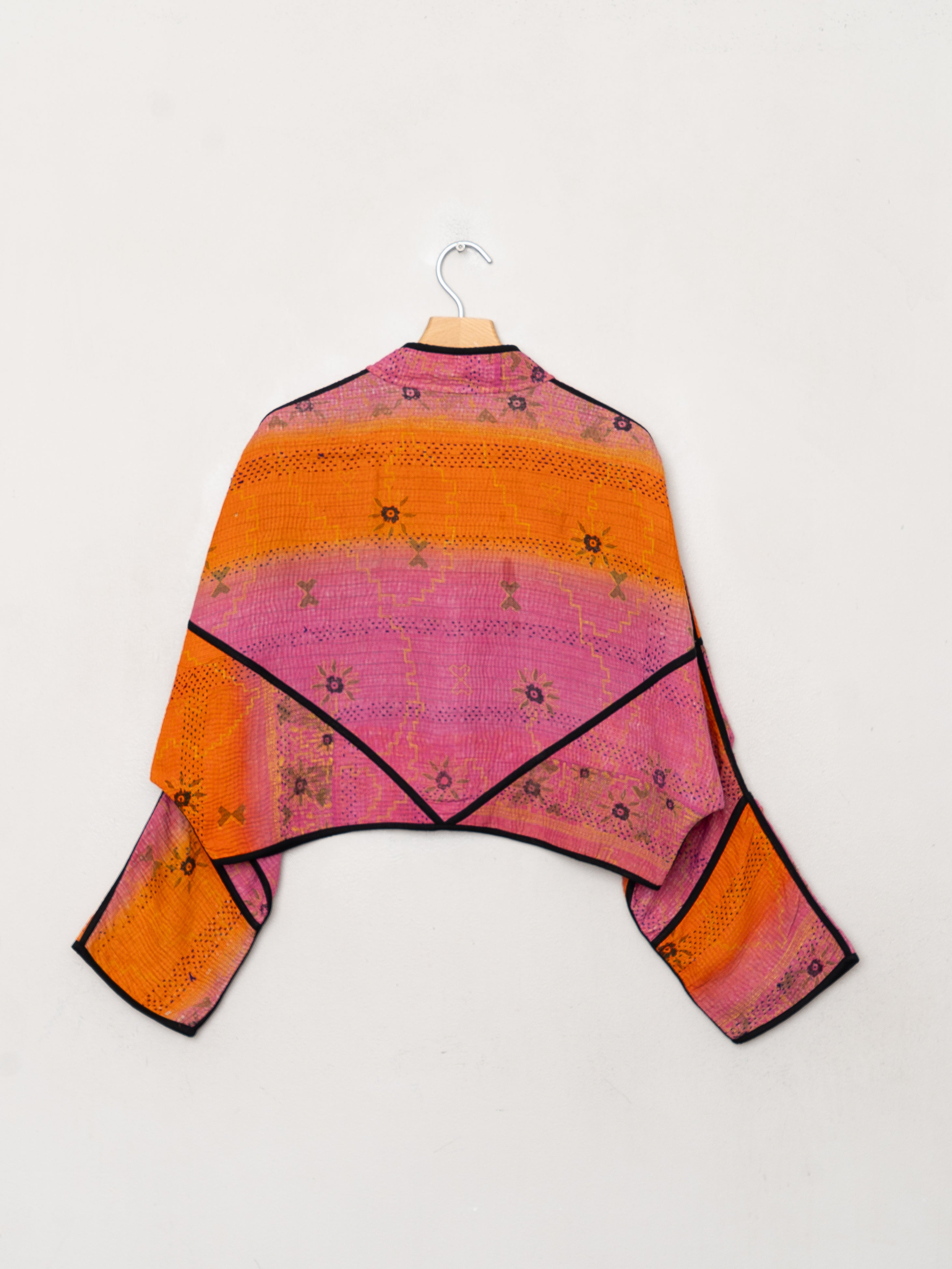 The Kaira Cropped Quilted Patchwork Kantha Jacket