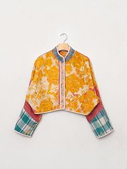 The Kaira Cropped Suzani Quilted Kantha Jacket
