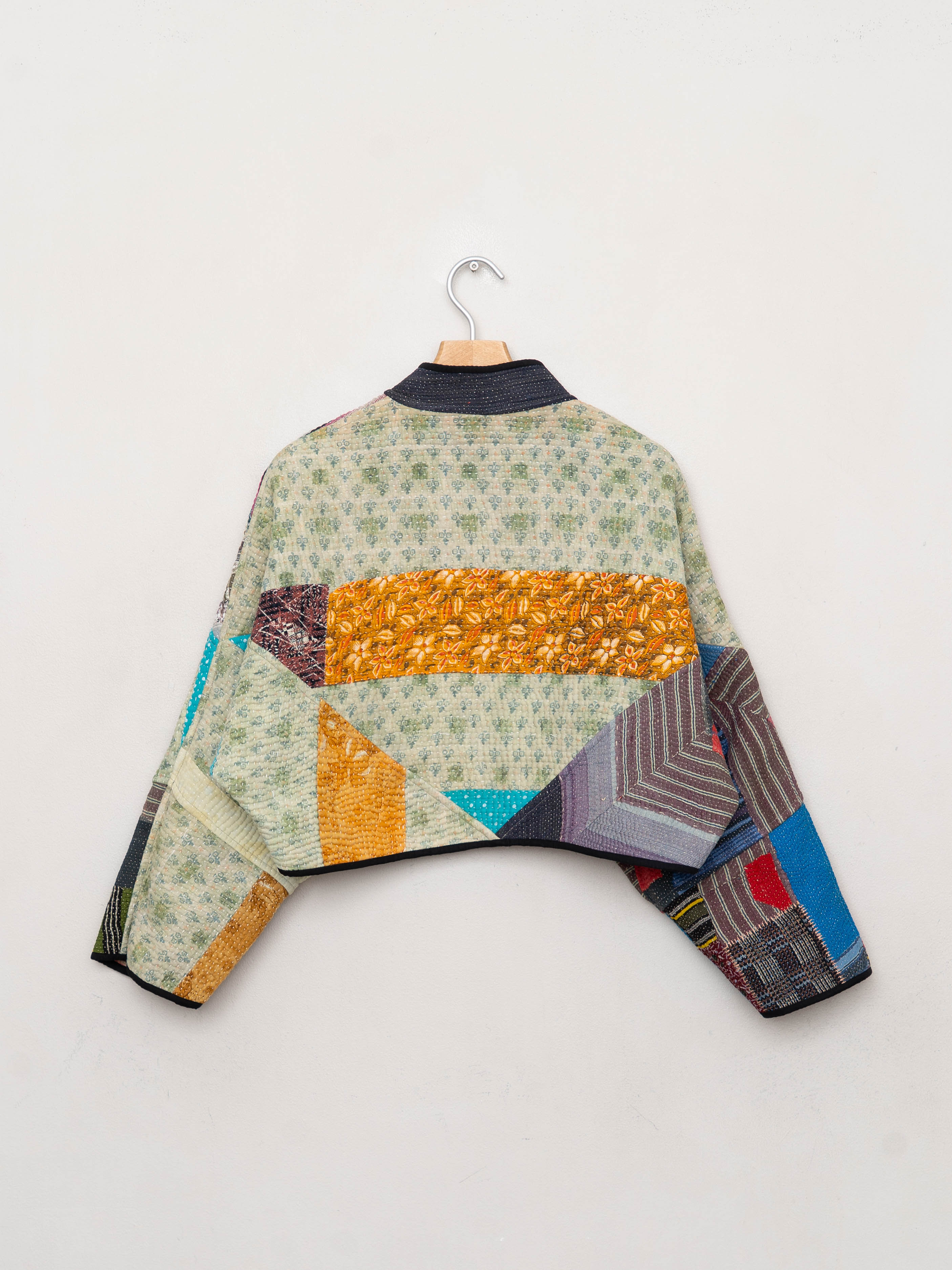 The Kaira Cropped Quilted Patchwork Kantha Jacket