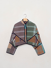 The Kaira Cropped Quilted Patchwork Kantha Jacket