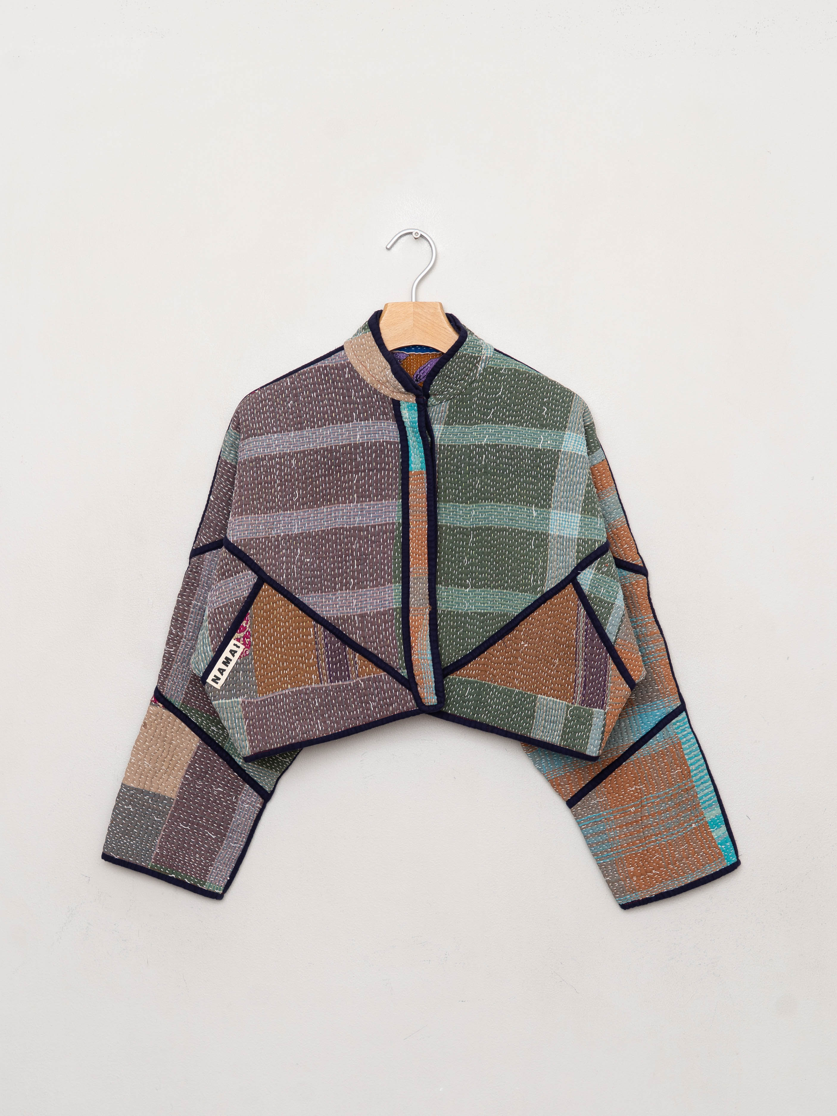 The Kaira Cropped Quilted Patchwork Kantha Jacket