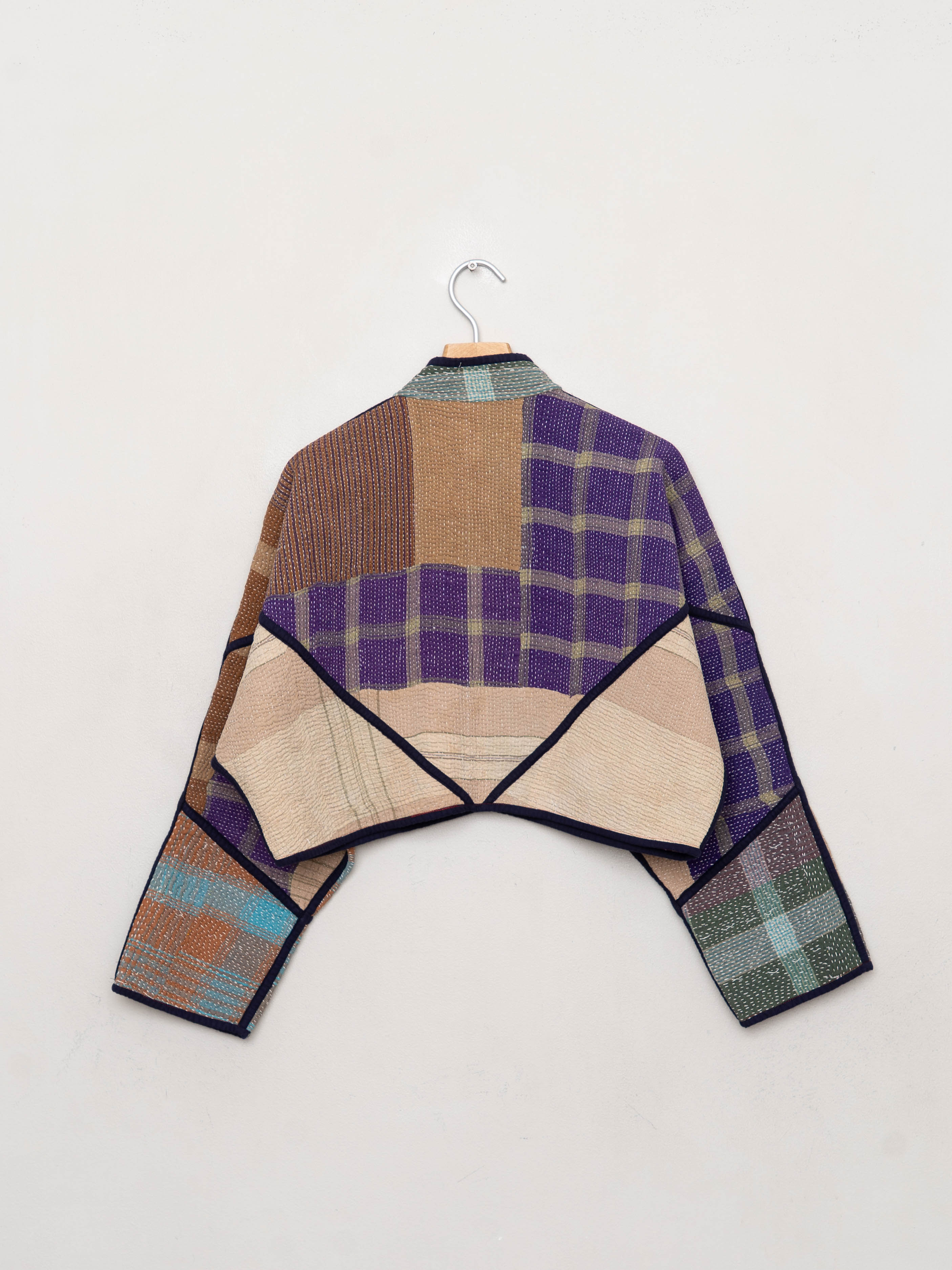 The Kaira Cropped Quilted Patchwork Kantha Jacket
