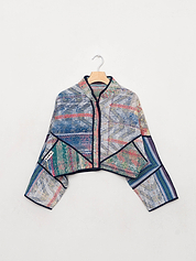 The Kaira Cropped Quilted Patchwork Kantha Jacket