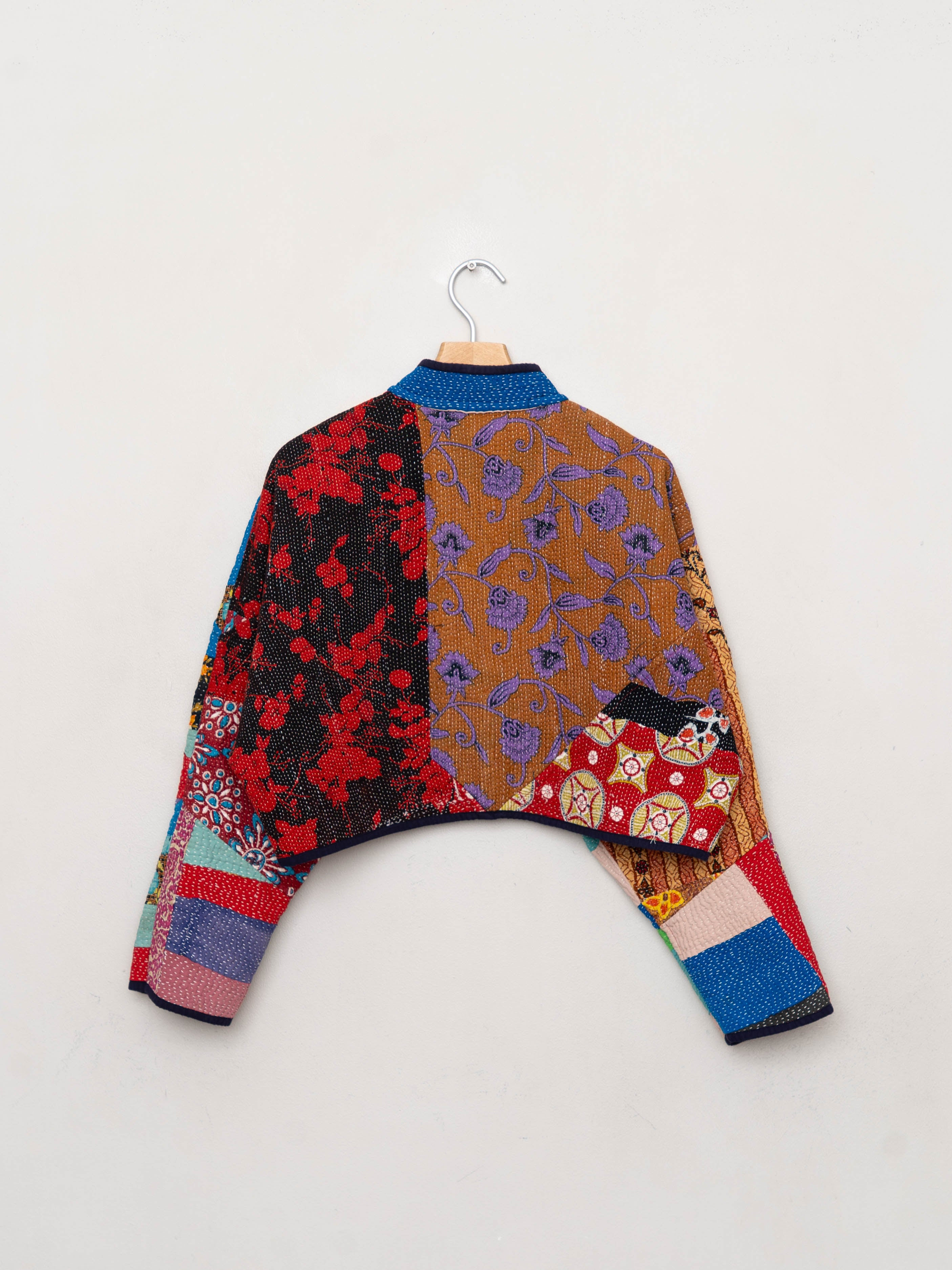 The Kaira Cropped Quilted Patchwork Kantha Jacket