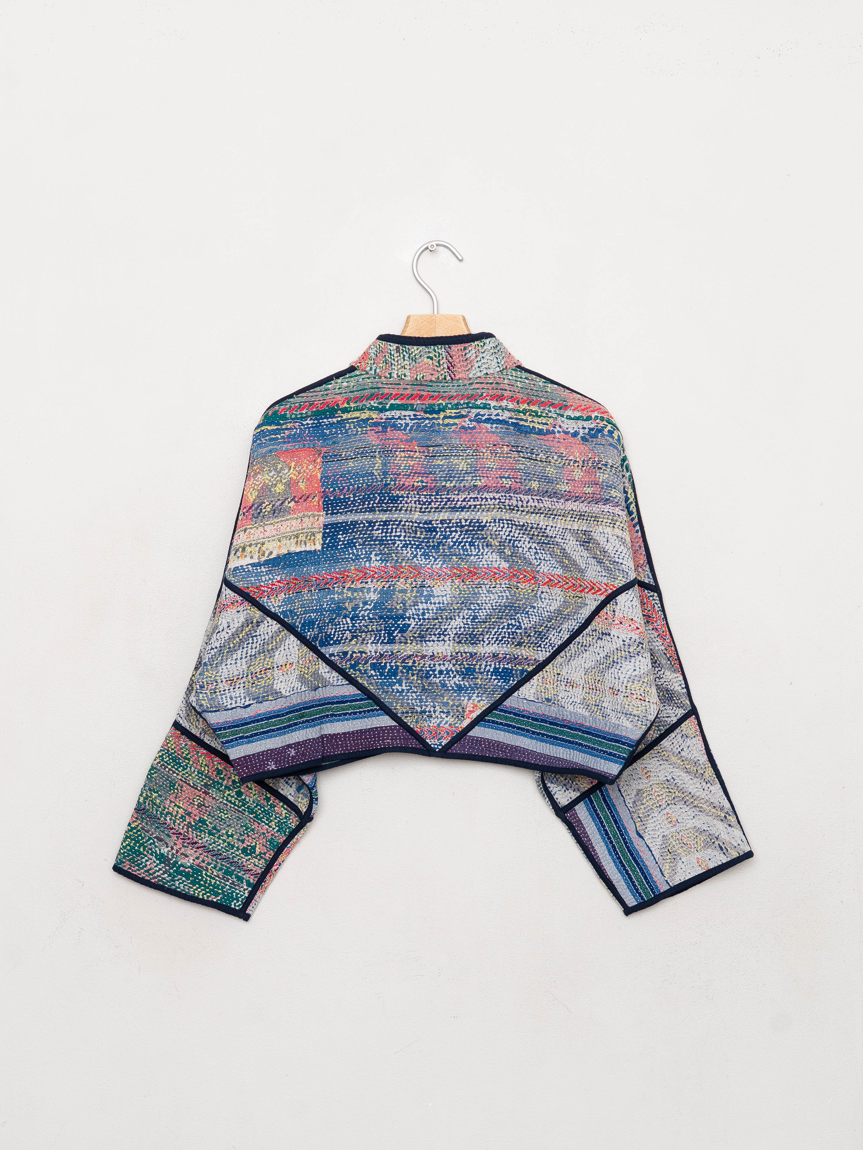 The Kaira Cropped Quilted Patchwork Kantha Jacket