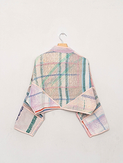 The Kaira Cropped Quilted Patchwork Kantha Jacket